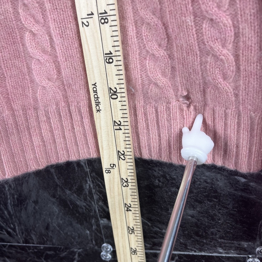 Polo Ralph Lauren Women's Pink Cashmere Cable Knit Sweater Fits Medium -Flaws - Picture 7 of 7
